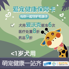 爱宠健康保障卡-礼蓝拜耳联名款6次驱虫 （狗狗0-1岁）